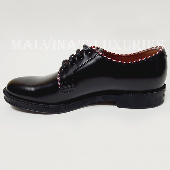 GUCCI SHOES MENS BLACK LEATHER SYLVIE PIPING LACE UP OXFORDS LOAFERS  7 / US 7.5 main image 13